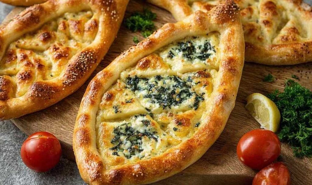 Vegetarische Pide aus Blätterteig – mit Käsefüllung & Pesto