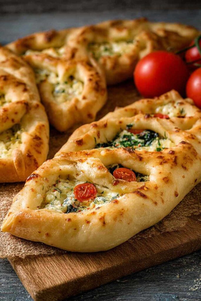 Vegetarische Pide aus Blätterteig – mit Käsefüllung & Pesto