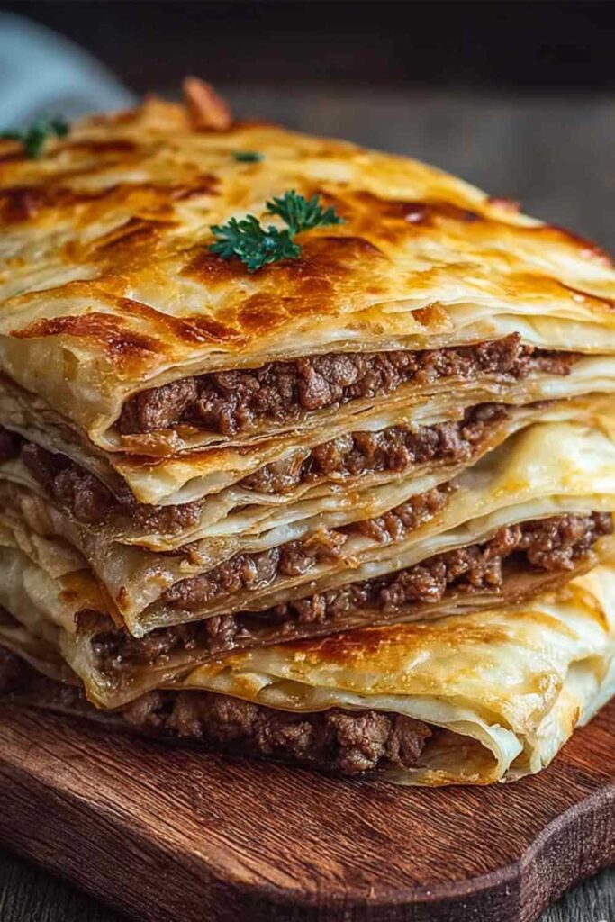 Yufka-Teig mit Fleisch