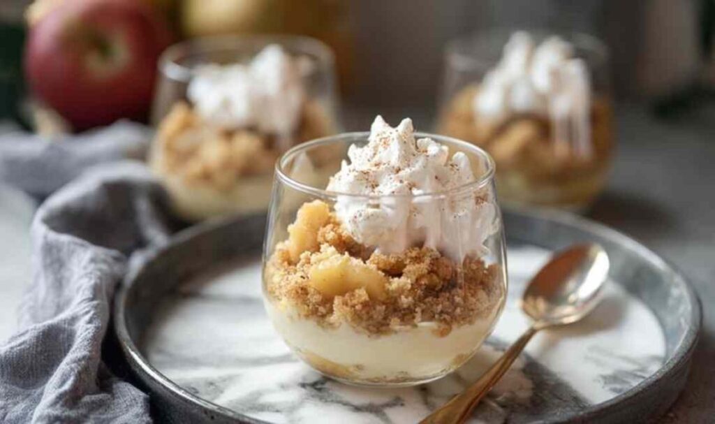 Bratapfel-Crumble Dessert im Glas