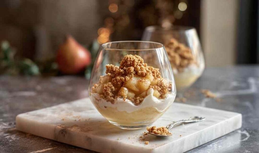 Bratapfel-Crumble Dessert im Glas