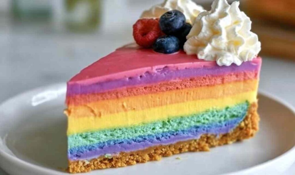 No-Bake Regenbogen-Käsekuchen