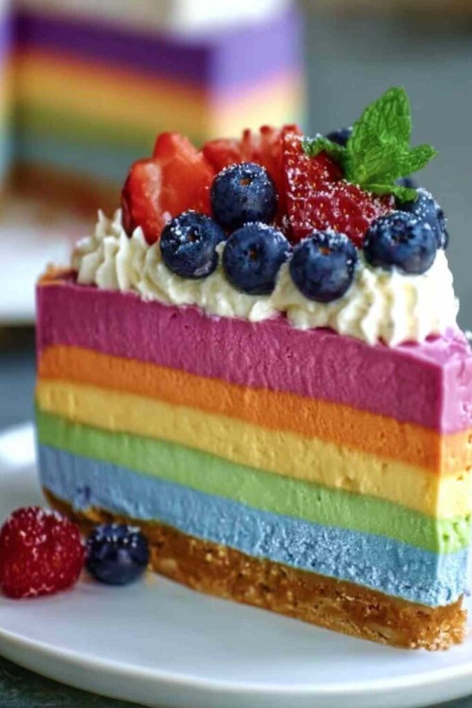 No-Bake Regenbogen-Käsekuchen