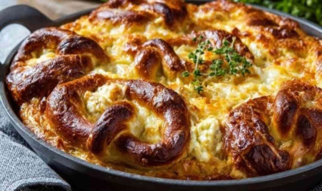 Bayerischer Brezel- und Käseauflauf