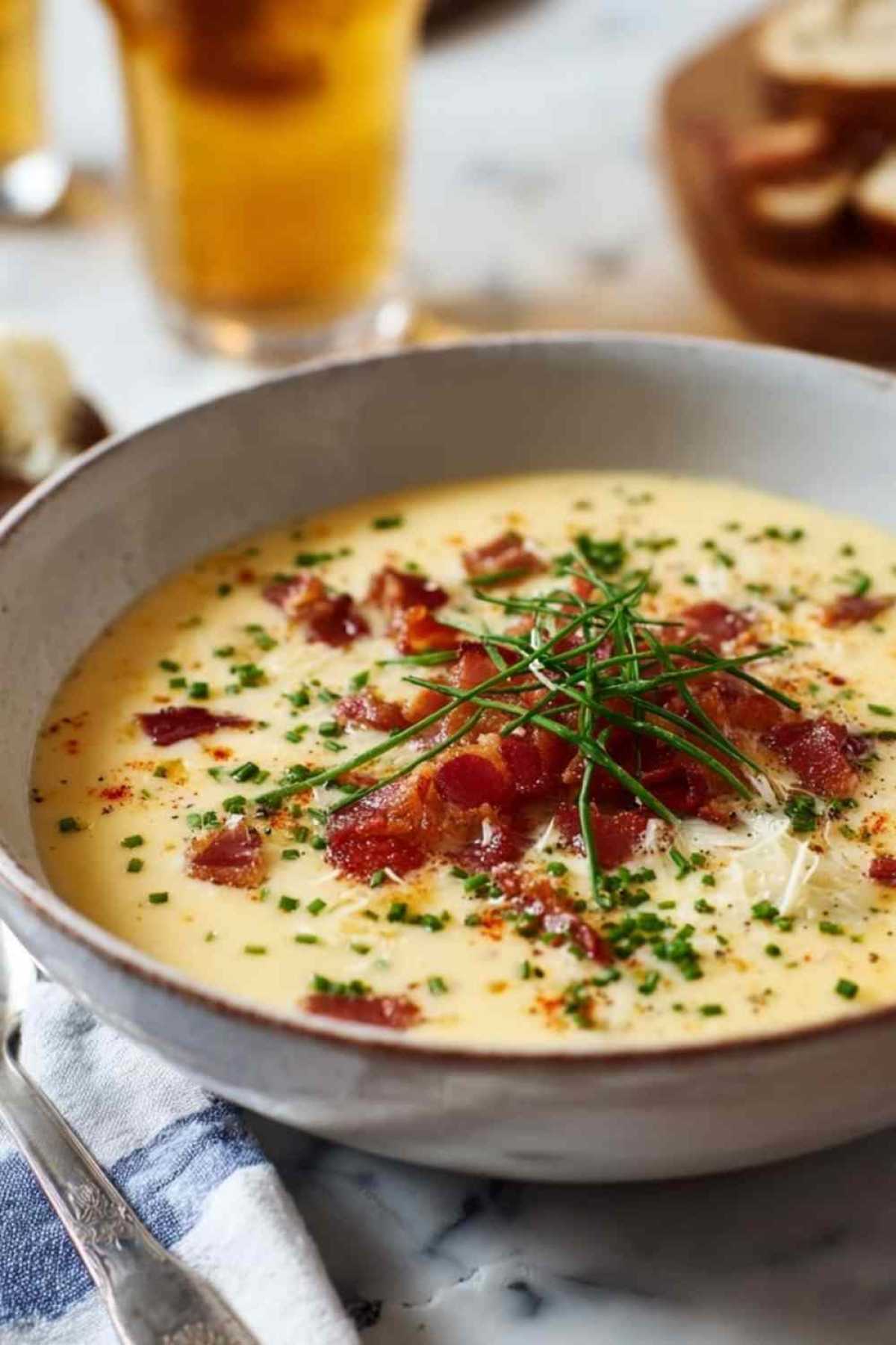 Bier-Käse-Suppe mit Speck