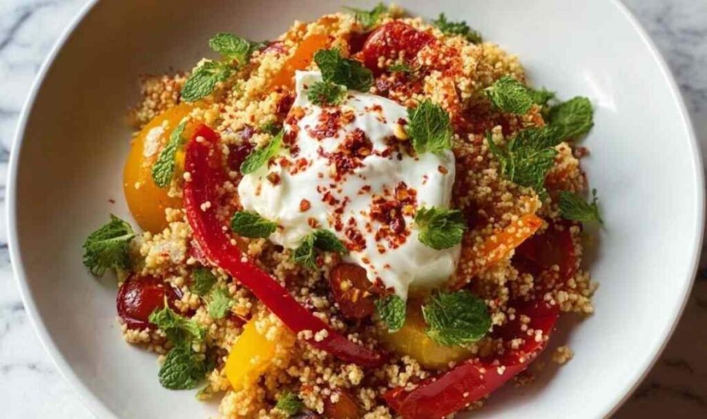 Bulgur-Salat mit Joghurt & Gerösteten Paprika