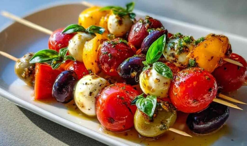 Bunte Antipasti-Spieße