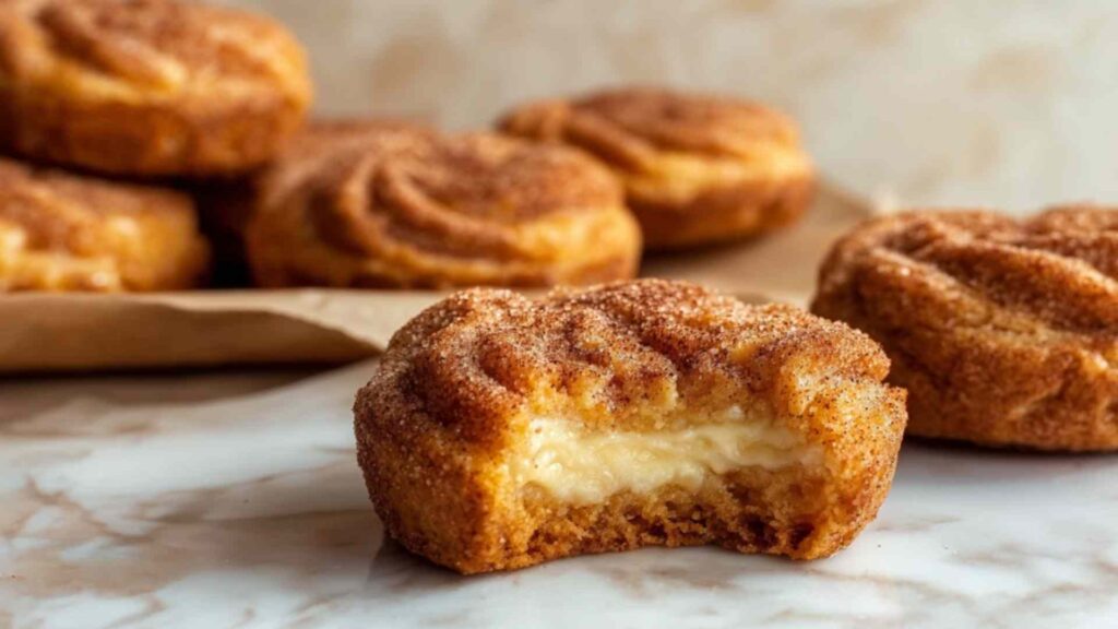 Churro Käsekuchen Kekse mit goldener Zimt-Zucker-Kruste auf Abkühlgitter