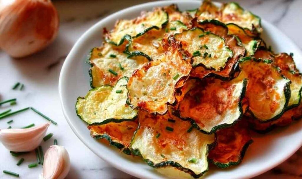 Knusprige Zucchini-Chips mit Knoblauch