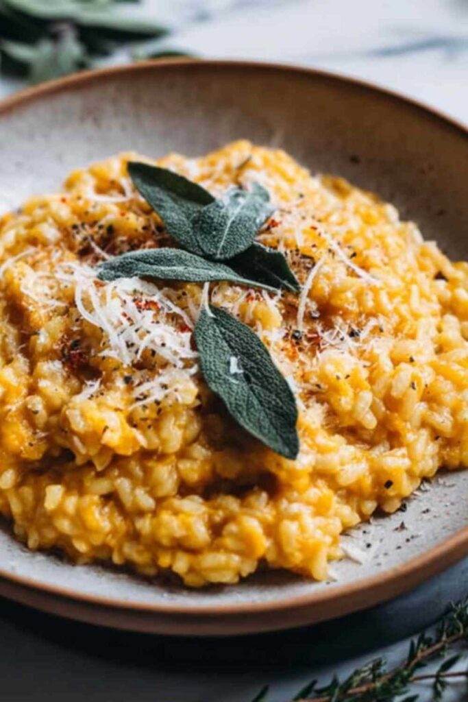 Kürbis-Risotto mit Salbei und Parmesan