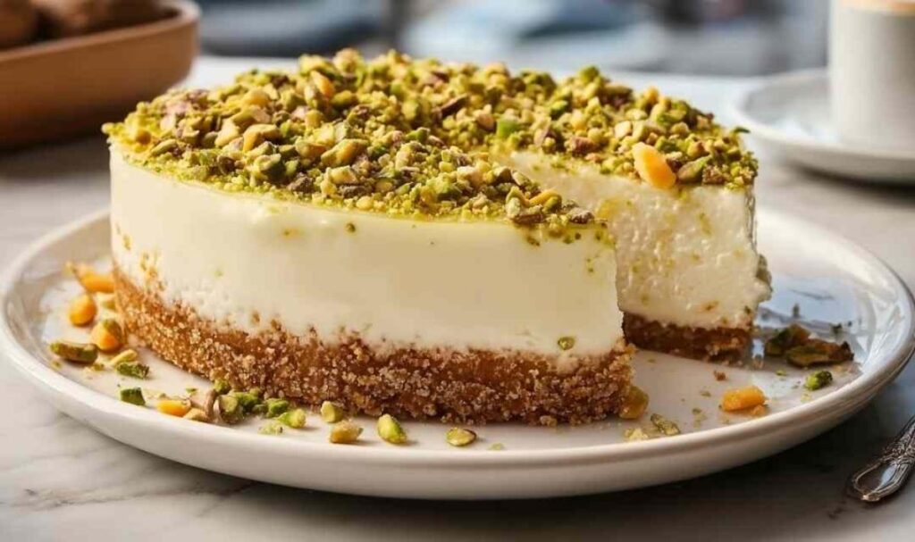 Marzipan-Cheesecake mit Pistazienboden