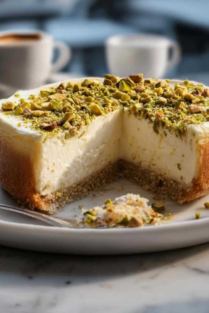 Marzipan-Cheesecake mit Pistazienboden