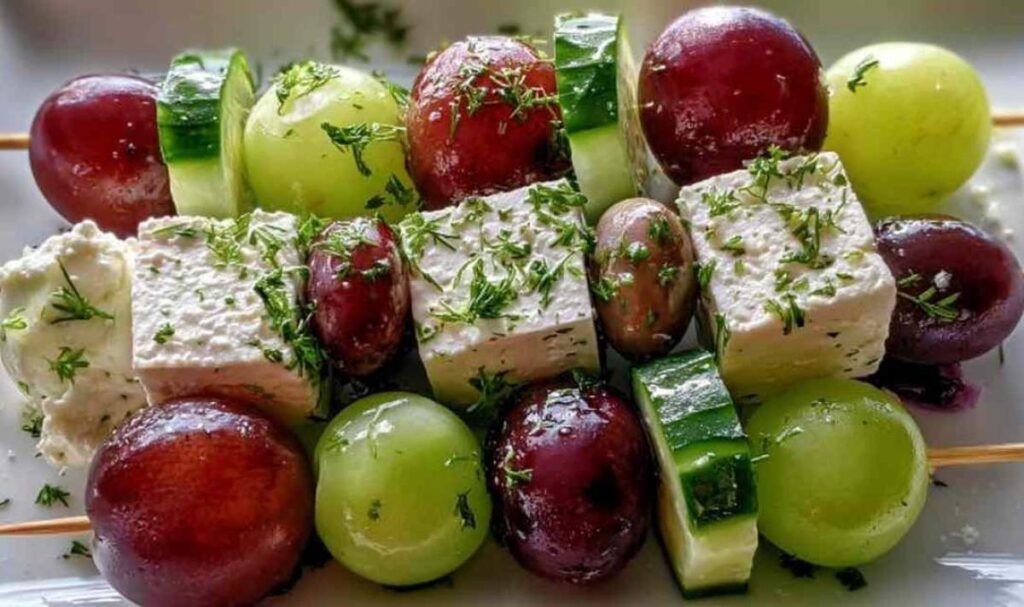 Snack-Spieße mit Trauben