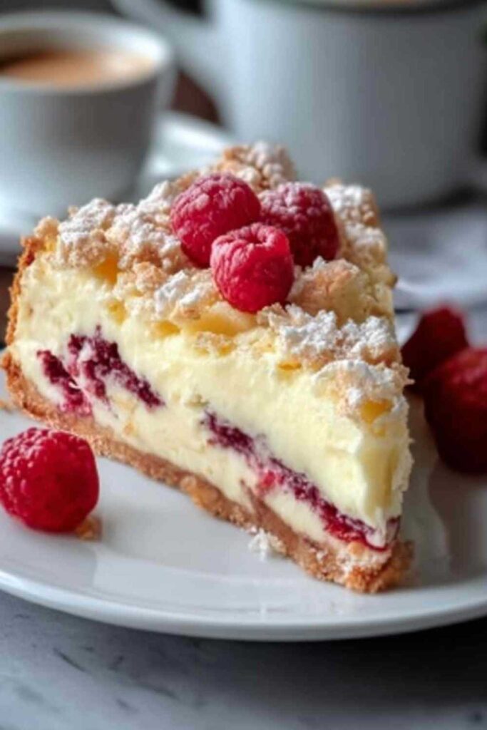 Vanille-Himbeer-Käsekuchen mit Streuseln