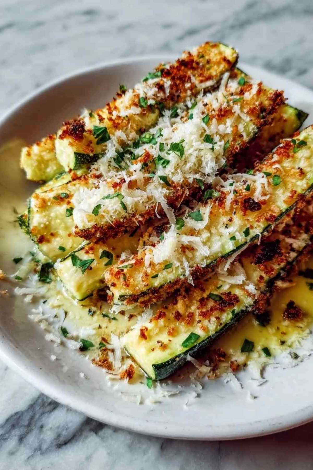 Zucchinipommes mit Knoblauchöl