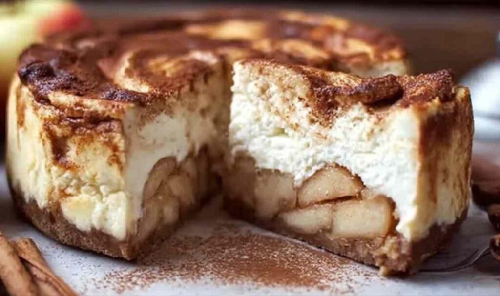 Apfel-Zimt-Käsekuchen mit Spekulatiusboden