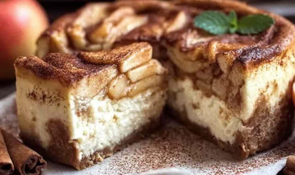 Apfel-Zimt-Käsekuchen mit Spekulatiusboden