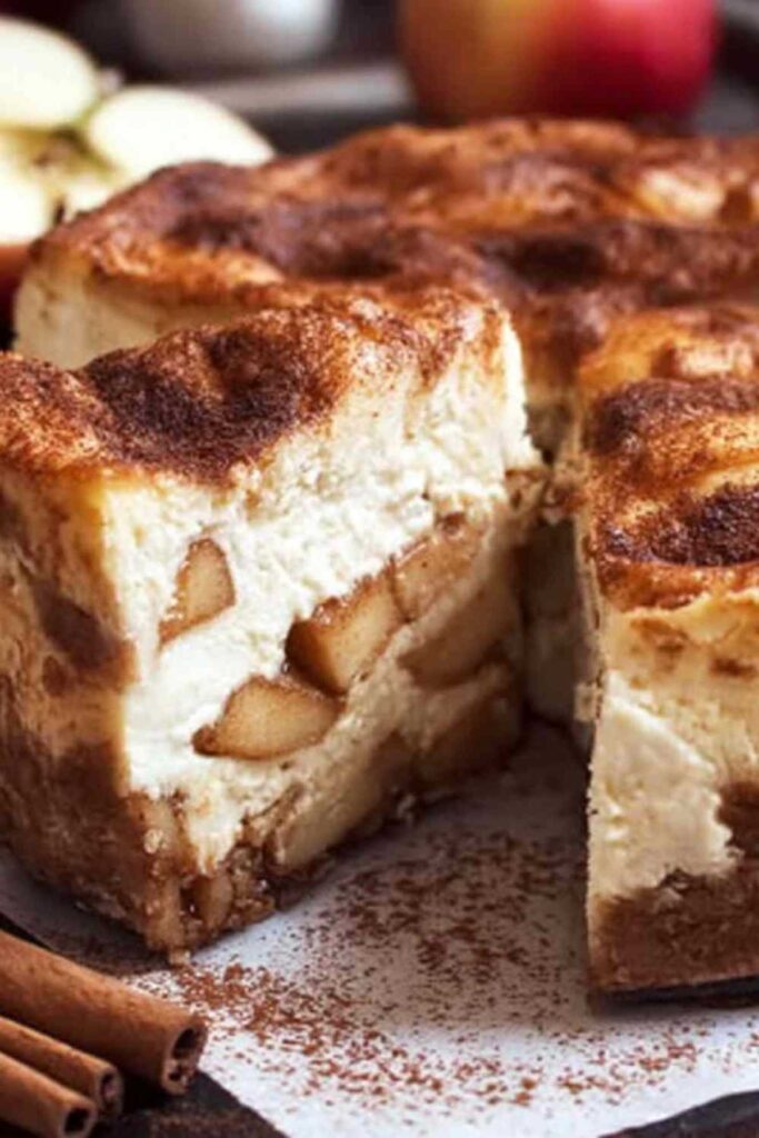 Apfel-Zimt-Käsekuchen mit Spekulatiusboden