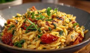 Cremige Hähnchen Orzo Pfanne