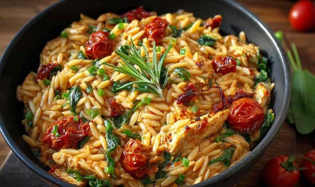 Cremige Hähnchen Orzo Pfanne