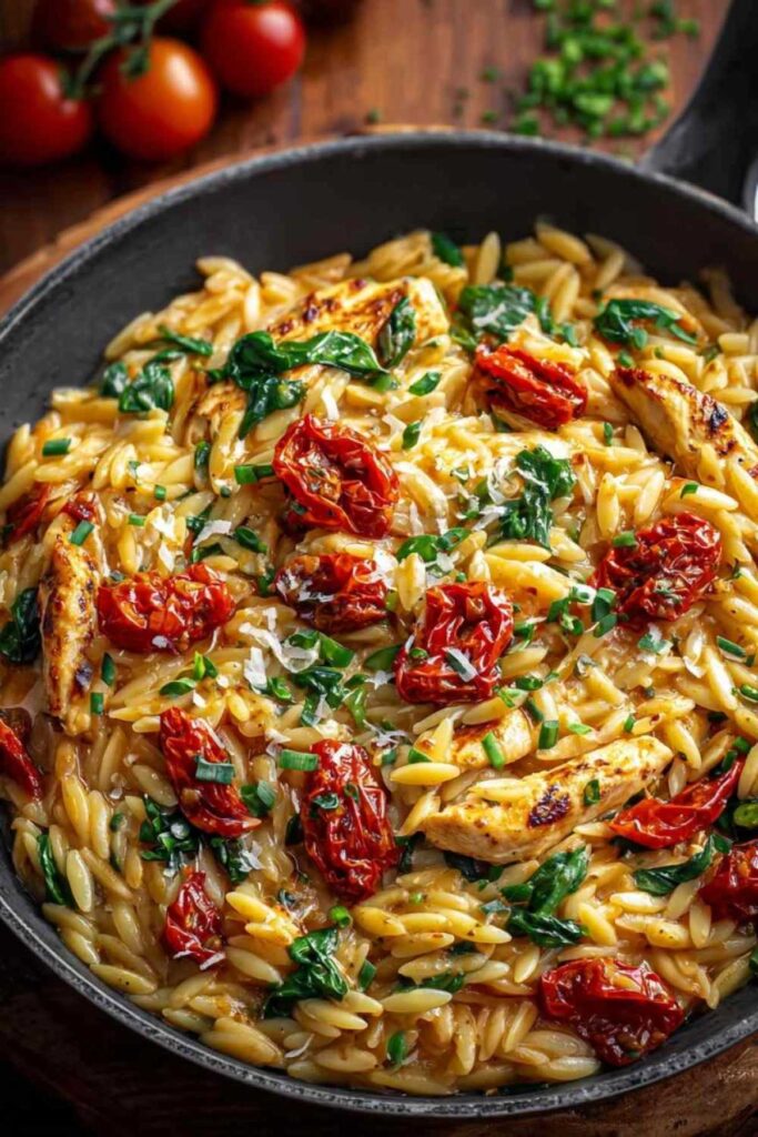 Cremige Hähnchen Orzo Pfanne