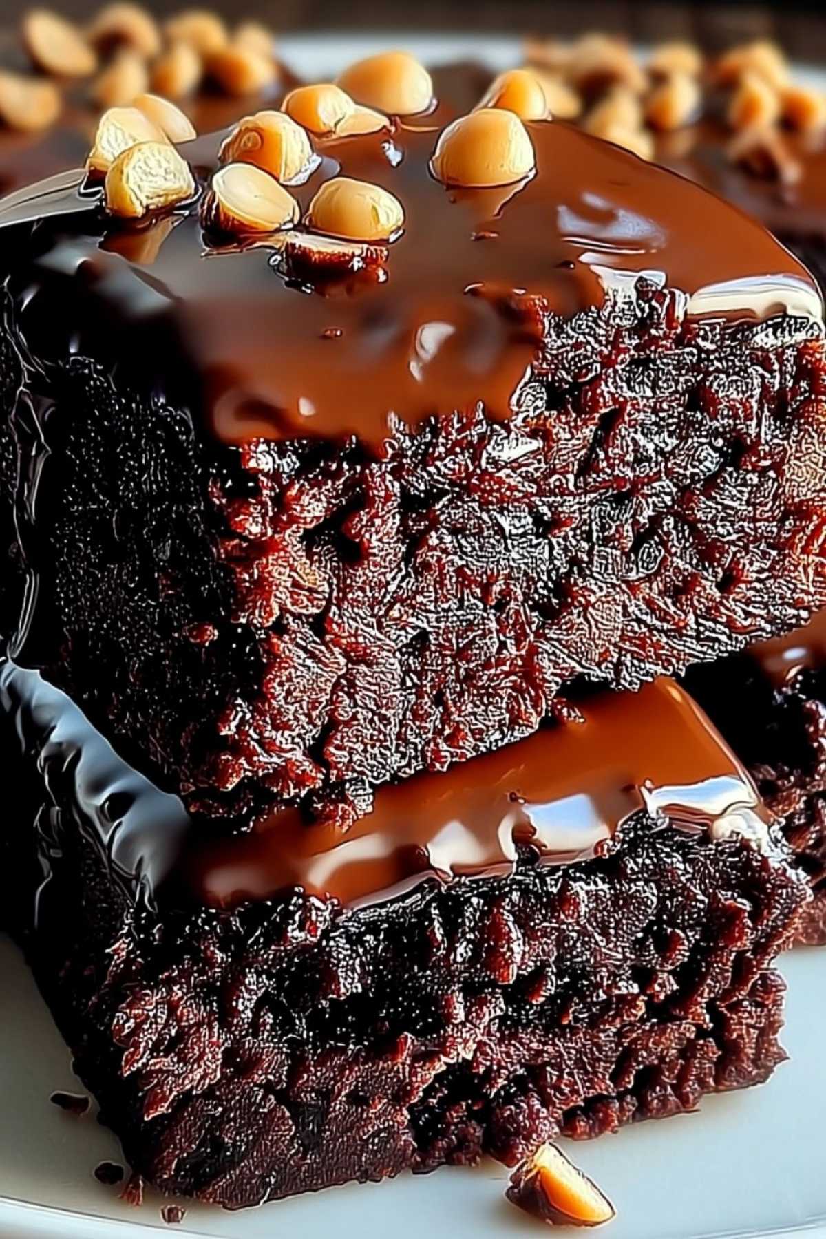 Gesunde Brownies angeschnitten zeigen saftige fudgy Textur mit Nussstücken