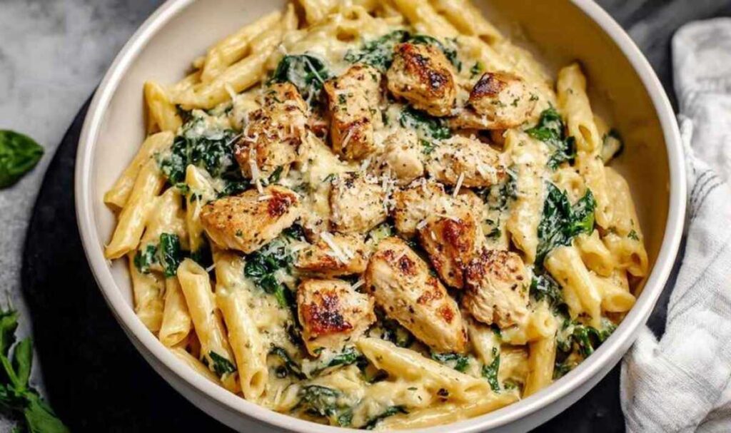 Gesunde Knoblauch-Parmesan-Hähnchen-Pasta