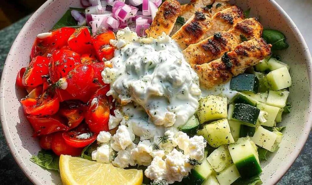 Griechische Hähnchen Bowl