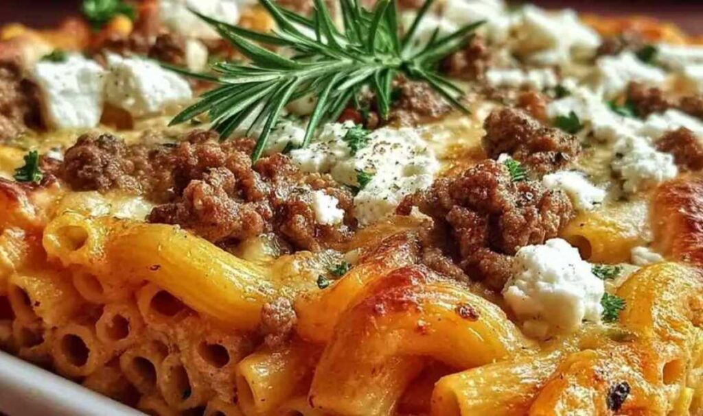 Griechischer Nudel-Auflauf mit Feta