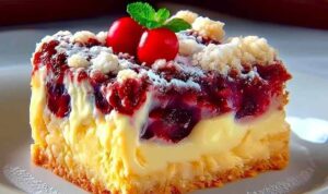 Kirschkuchen mit Streuseln und Vanillepudding Kirschkuchen mit Streuseln und Vanillepudding (1)