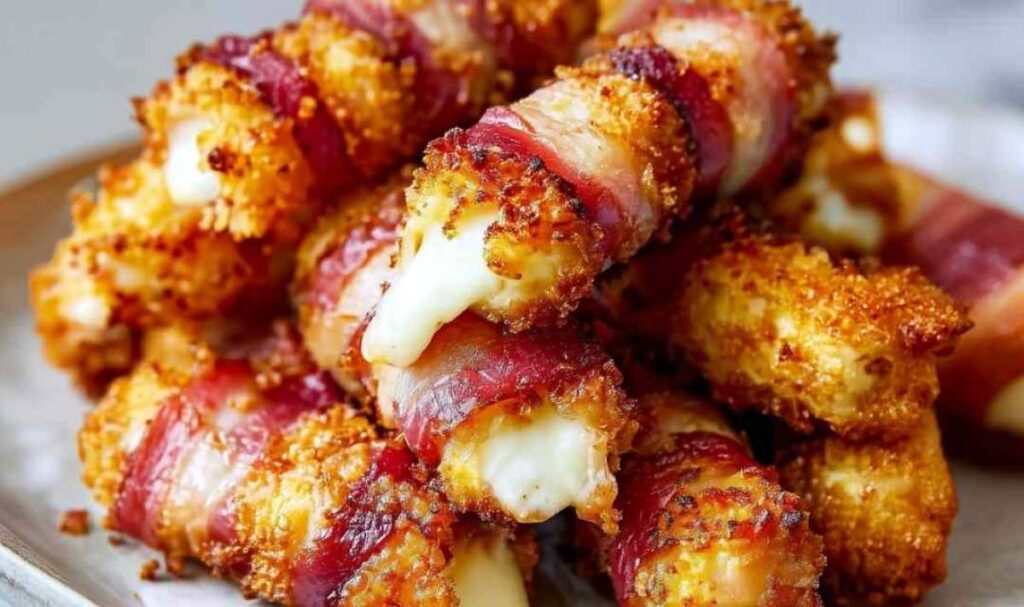 Knusprige Bacon-Mozzarella-Sticks