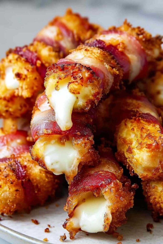 Knusprige Bacon-Mozzarella-Sticks