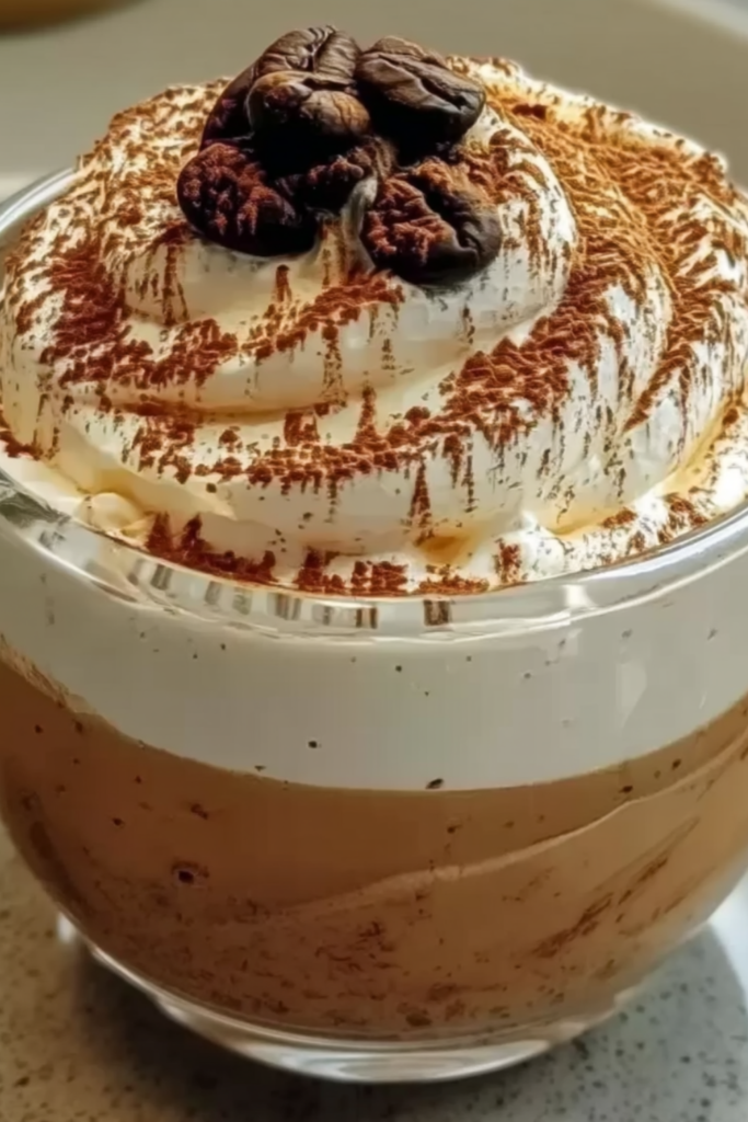 Nahaufnahme der cremigen Mokkacreme Textur