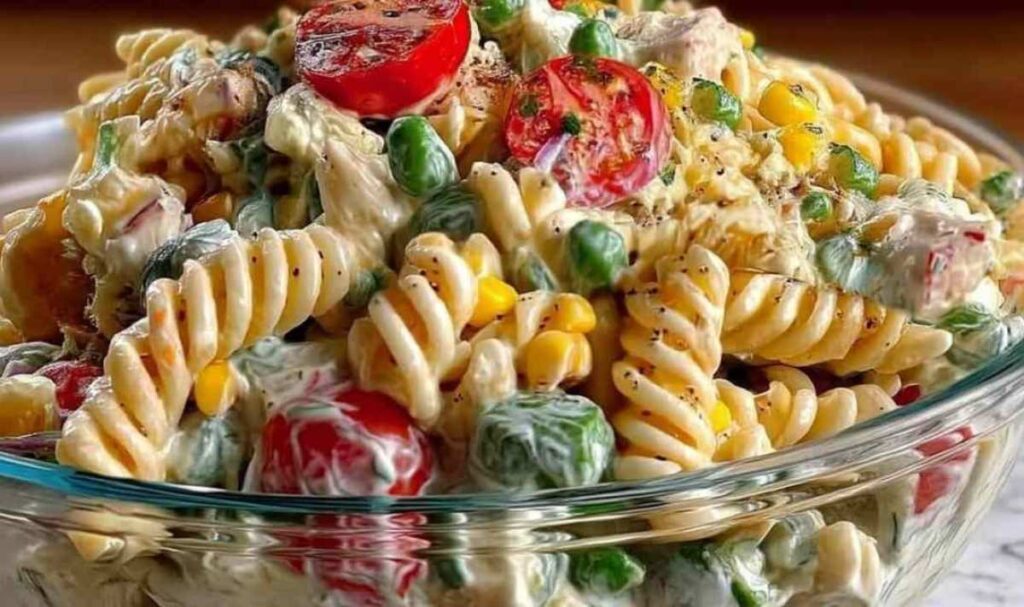 Nudelsalat mit Joghurt Soße