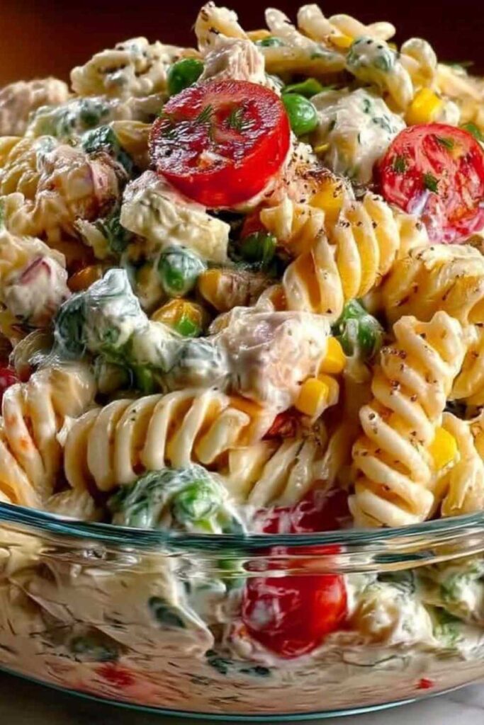 Nudelsalat mit Joghurt Soße