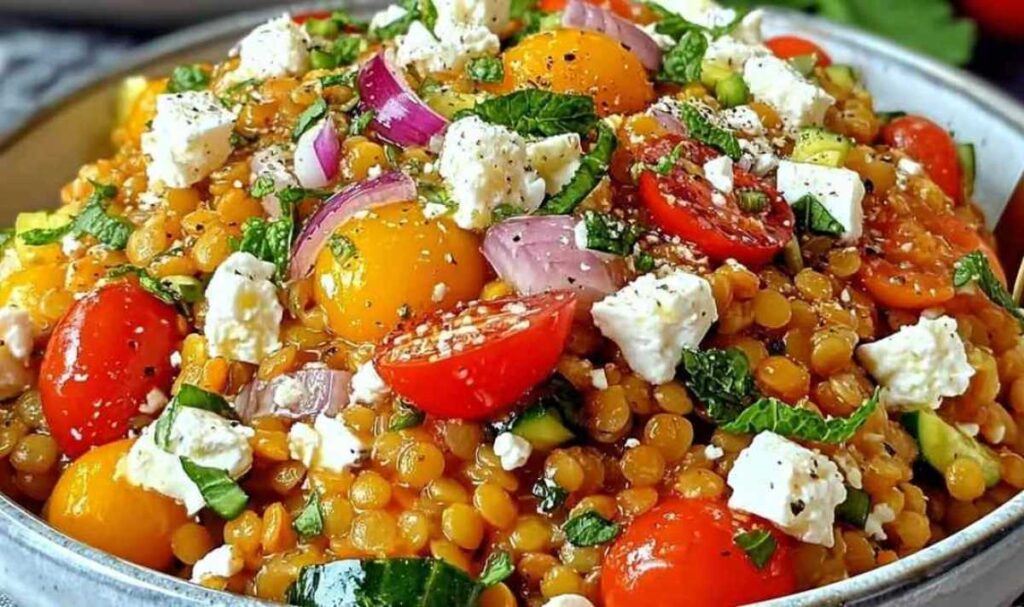 Orientalischer Rote Linsensalat mit Feta