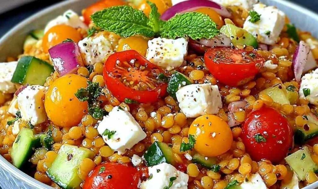 Orientalischer Rote Linsensalat mit Feta