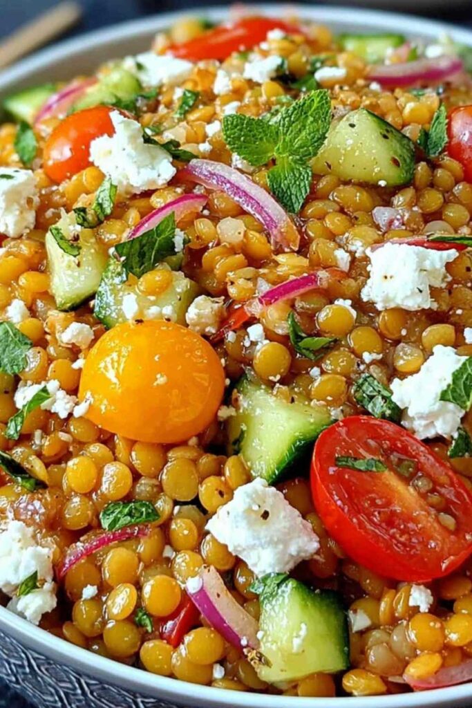 Orientalischer Rote Linsensalat mit Feta