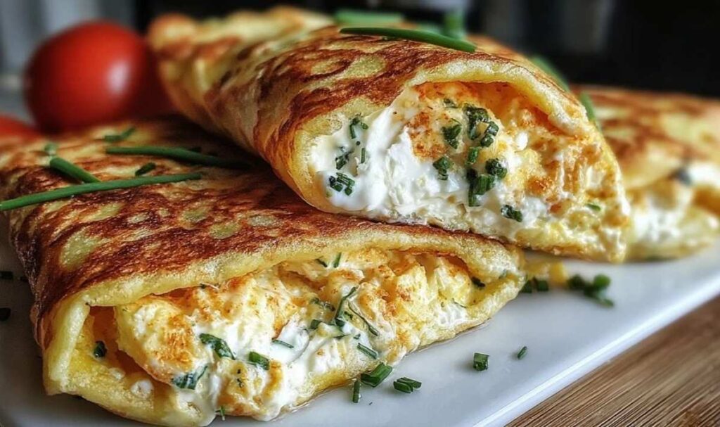 Selbstgemachte Proteinwraps werden in beschichteter Pfanne goldbraun gebraten