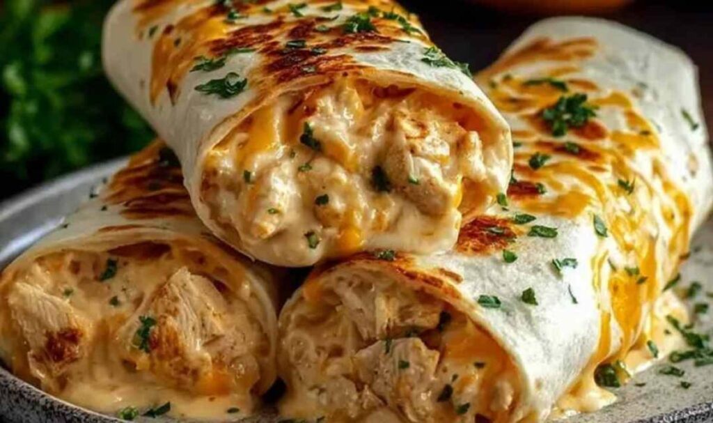 Schnelle Käse-Knoblauch-Hähnchen-Wraps