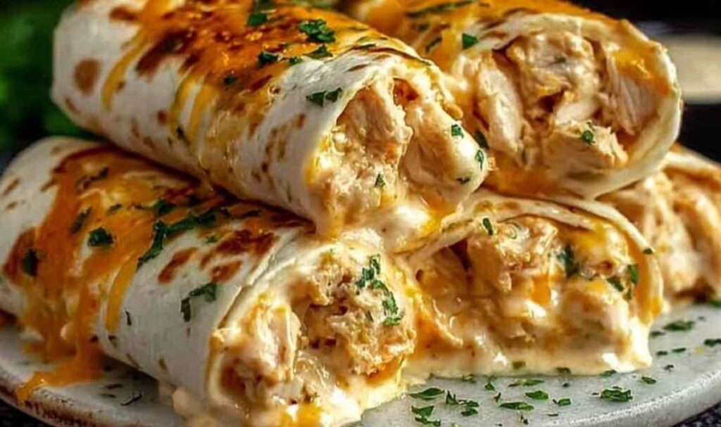 Schnelle Käse-Knoblauch-Hähnchen-Wraps