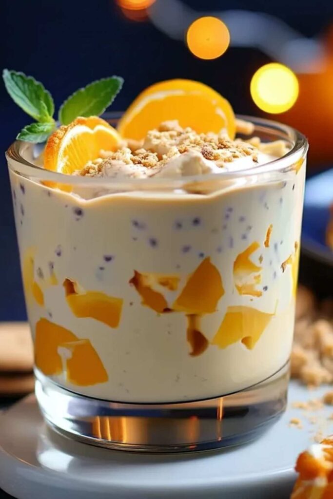 Spekulatius Mandarinen Quark Creme in Auflaufform mit Spekulatius-Basis und cremiger Füllung