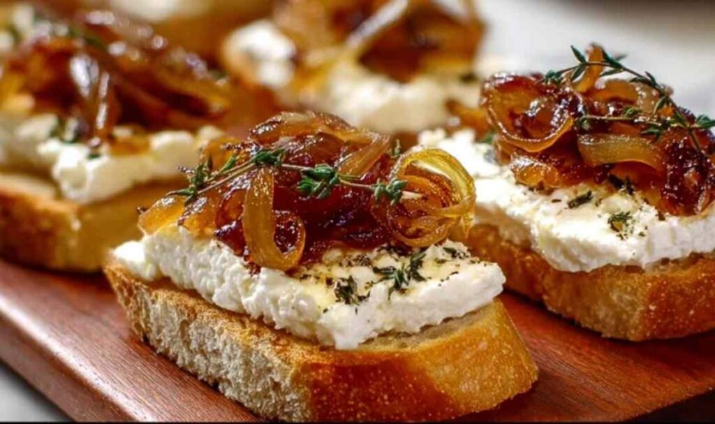Ziegenkäse-Crostini mit karamellisierten Zwiebeln