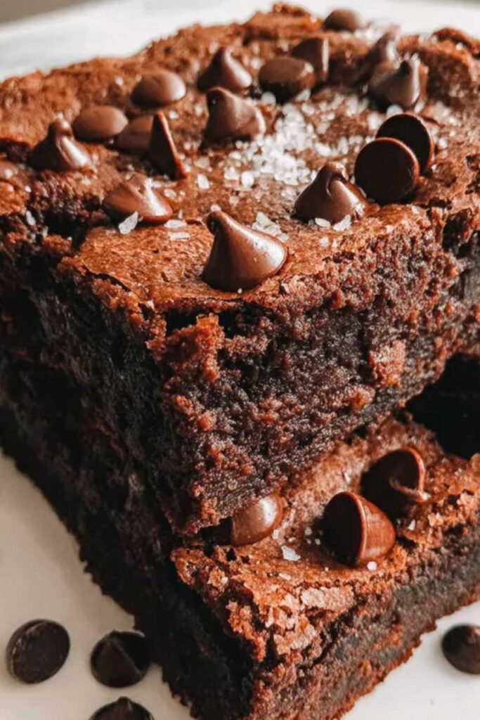 Cottage Cheese Protein Brownies angeschnitten zeigen saftige proteinreiche Innenseite mit Schokolade