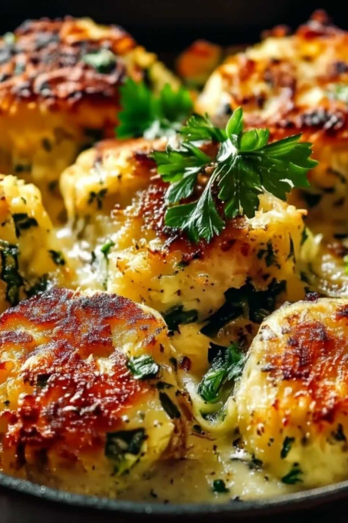 Low Carb Blumenkohl Frikadellen werden in Pfanne goldbraun gebraten