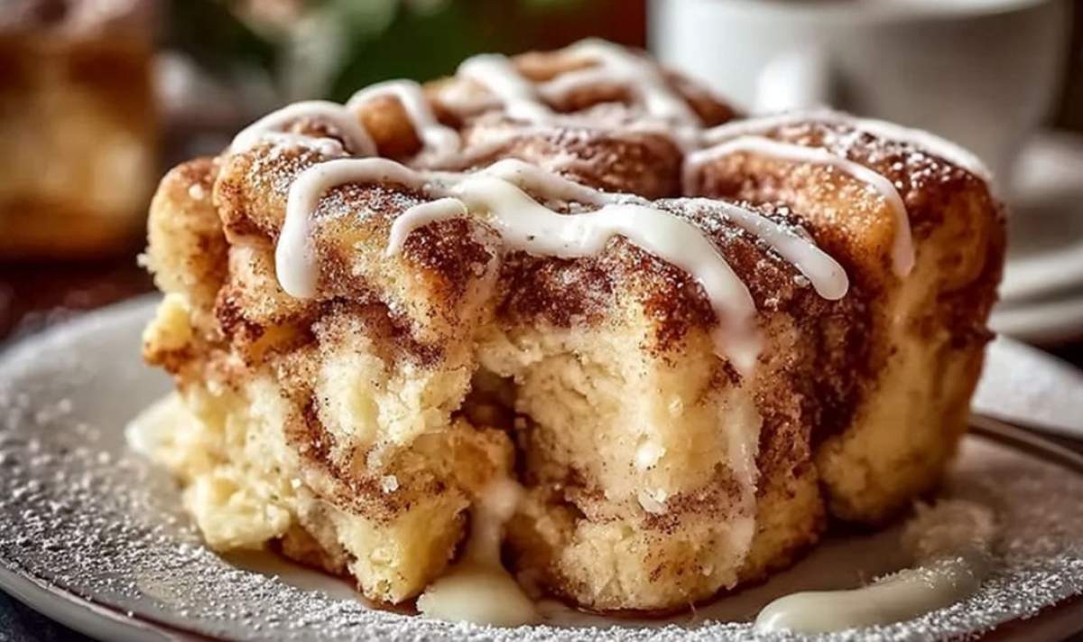 Saftiger Zimtschnecken Apfelkuchen frisch aus dem Ofen in einer Springform