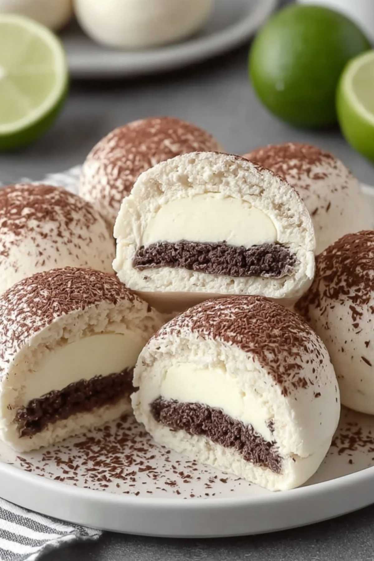 Tiramisu Bällchen aufgeschnitten zeigt cremige Mascarpone-Espresso-Füllung
