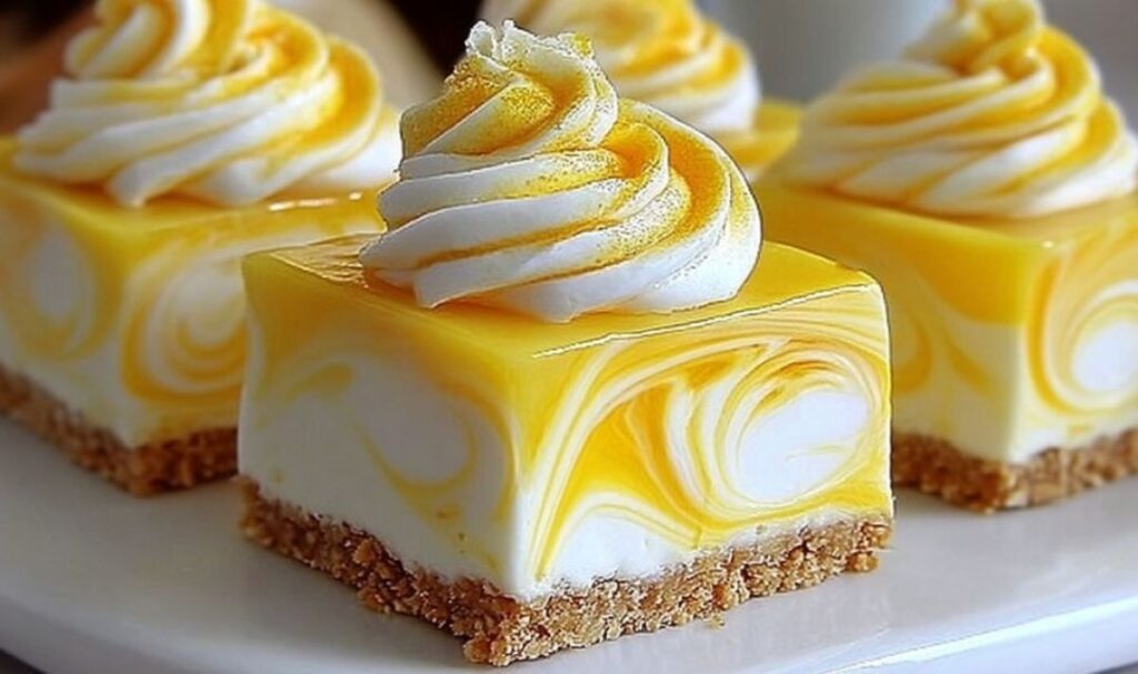 Zitronen Käsekuchen ohne Backen auf einem Servierteller mit Zitronenzesten garniert